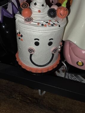 Halloween White & Orange Smiling Candy Container